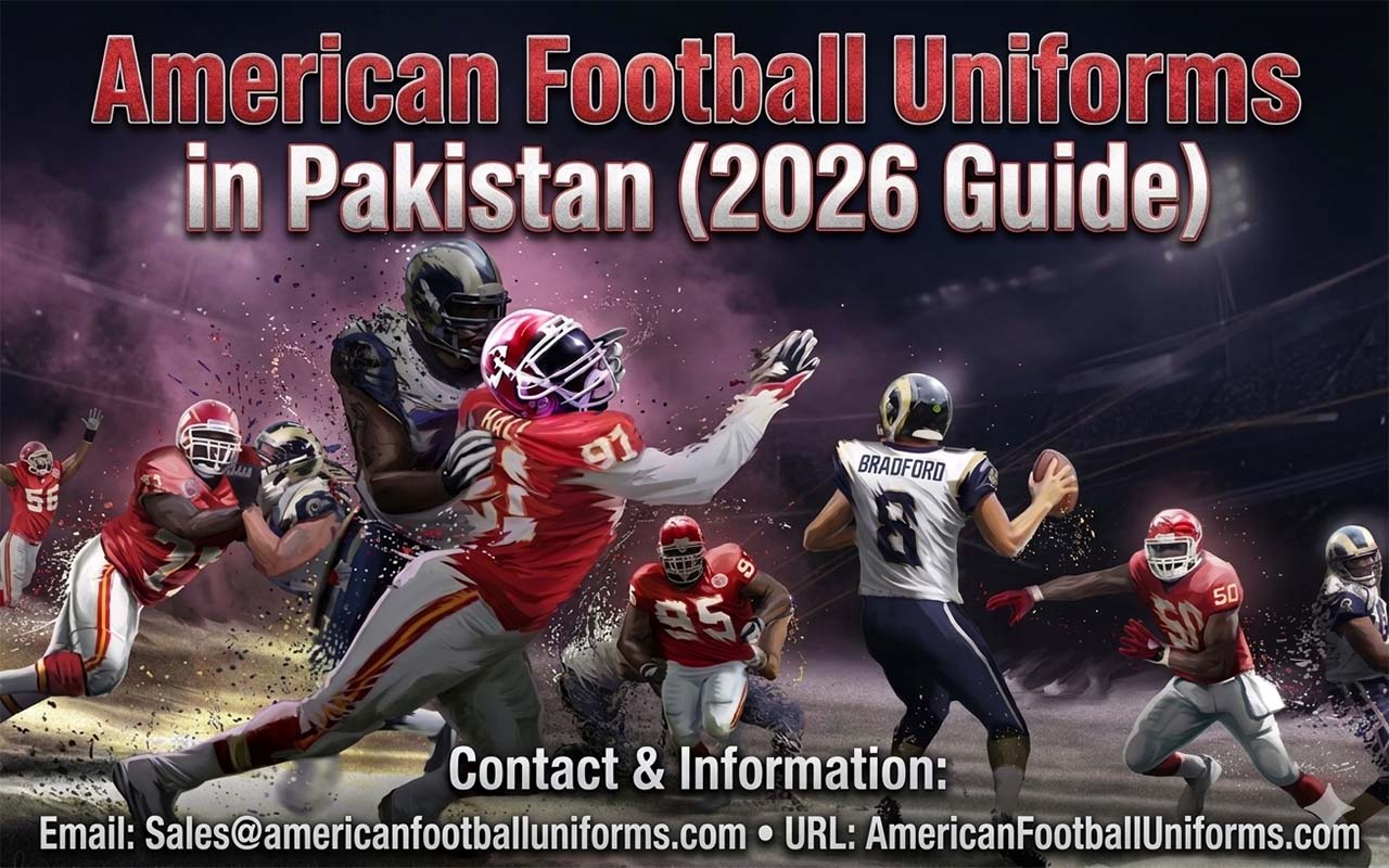 Skilled craftsmen at a specialized manufacturing unit in Pakistan producing high-performance American Football Uniforms.