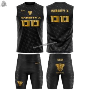 2026 MimiSports custom 7v7 football t-shirt and shorts set featuring a lightweight moisture-wicking performance tee and matching sublimated athletic shorts.