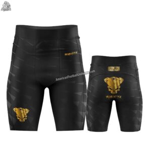 2026 Custom 7v7 football compression shorts with 4-way stretch fabric, flatlock seams, and sublimated team logos for professional-grade performance.