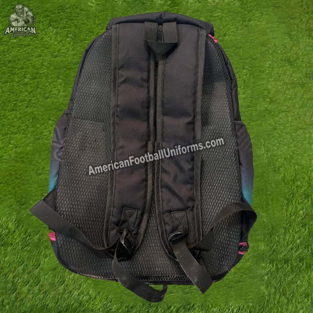 Youth size Elite Dream custom football backpack with an ergonomic design, moisture-resistant lining, and vibrant team branding.