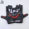 American Football Uniforms custom black football gloves featuring high-tack silicone palms and durable elastic wrist closures.
