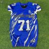 Front view of American Football Uniforms reversible blue custom jersey with moisture-wicking fabric and dual-layer construction.