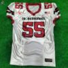 Front view of American Football Uniforms Redhawk custom white jersey featuring moisture-wicking fabric and reinforced pro-collar.