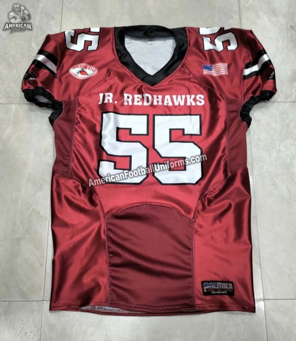 Front view of American Football Uniforms trending hot pink custom jersey with moisture-wicking fabric and professional fit.
