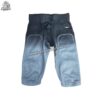Front view of American Football Uniforms black and grey 2-tone custom pants with integrated pad pockets and reinforced fly.