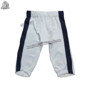 Back view of American Football Uniforms white and black striped pants showing reinforced seat stitching and 4-way stretch fabric.