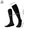 Full length over-the-calf American football socks in white and black, designed to fit comfortably over protective shin pads.