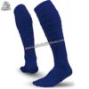 Adult custom American football socks in navy and red featuring moisture-wicking compression and reinforced arch support.