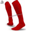 Youth American football socks in navy and red with targeted cushioning at the heel and toe for high-impact protection.