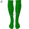 Youth American football socks in burgundy and green with targeted cushioning at the heel and toe for high-impact protection.