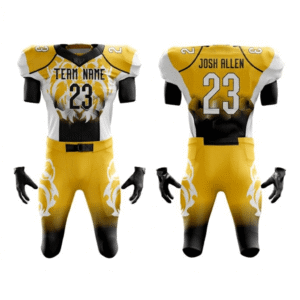 Victory-Fit custom American football uniform for adult and youth, featuring a streamlined athletic cut with sublimated team colors and embroidered logos.
