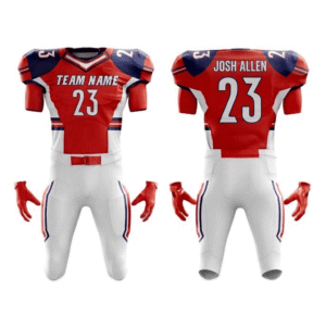 Iron-Core Integrated custom American football uniform for adult and youth, featuring built-in protective padding and reinforced mesh panels.