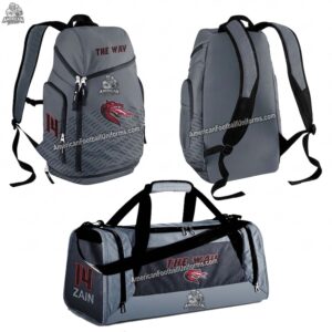 Custom American football backpacks with dedicated helmet compartments and reinforced straps for adult and youth team gear.