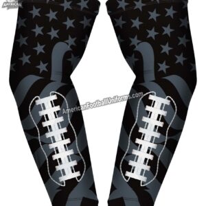 American Football Uniforms custom black arm sleeves featuring high-tension compression fabric and flat-lock reinforced seams.