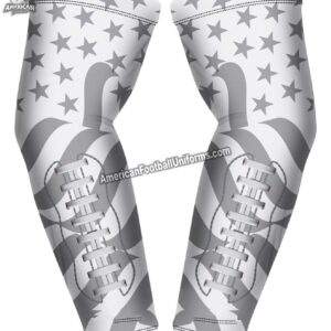 American Football Uniforms custom white arm sleeves featuring high-tension compression fabric and flat-lock reinforced seams.