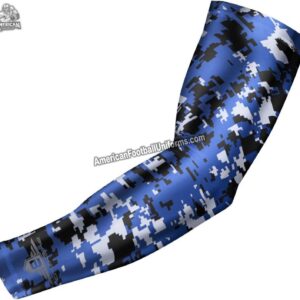 American Football Uniforms custom camouflage arm sleeves featuring high-tension compression fabric and flat-lock reinforced seams.