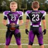 Side profile of American Football Uniforms elite uniform showing ventilated mesh panels and 4-way stretch construction.