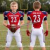 Side profile of American Football Uniforms Iron-Core uniform showing strategic rib and hip padding with 4-way stretch mesh.