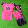 Back view of American Football Uniforms hot pink uniform showing reinforced stitching and high-tension athletic stretch fabric.