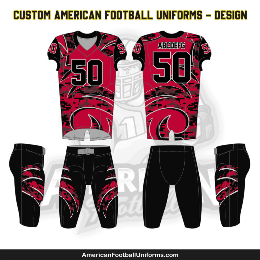 Trending American Football Uniforms Red Bull edition adult custom design-001 featuring vibrant sublimation, matte finish helmet-matching colors, and elite athletic fit.