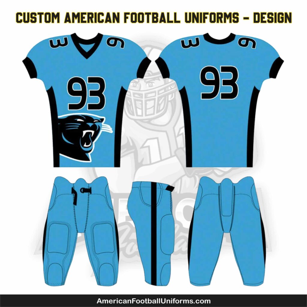 Trending American Football Uniforms low MOQ custom design template featuring a free digital mockup for professional team branding.