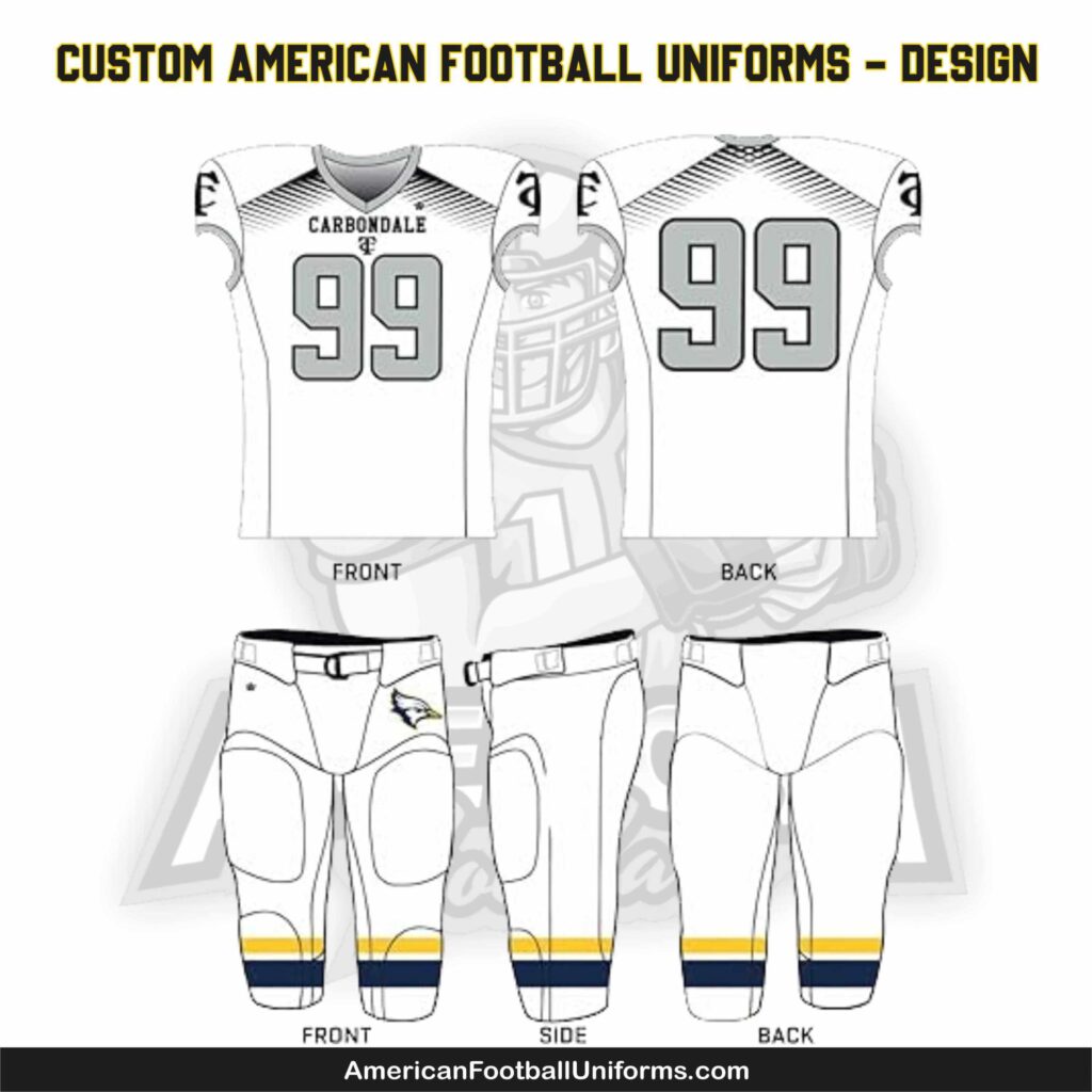 Trending American Football Uniforms Pakistan manufacturer featuring a premium white NFL style football uniform with reinforced stitching and moisture-wicking technology.