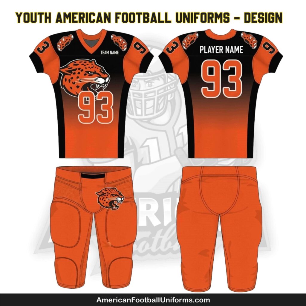 Trending American Football Uniforms custom football uniform builder for youth teams featuring interactive design tools and specialized junior sizing.